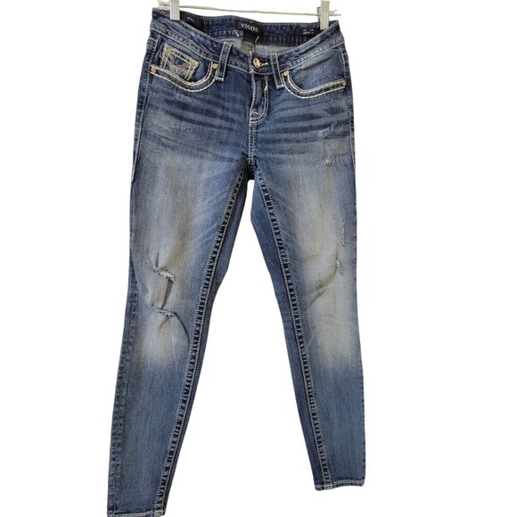 Vigoss Jeans Womens Skinny Heritage Fit Western Cowgirl Medium Wash Denim Size 4 - Picture 2 of 14
